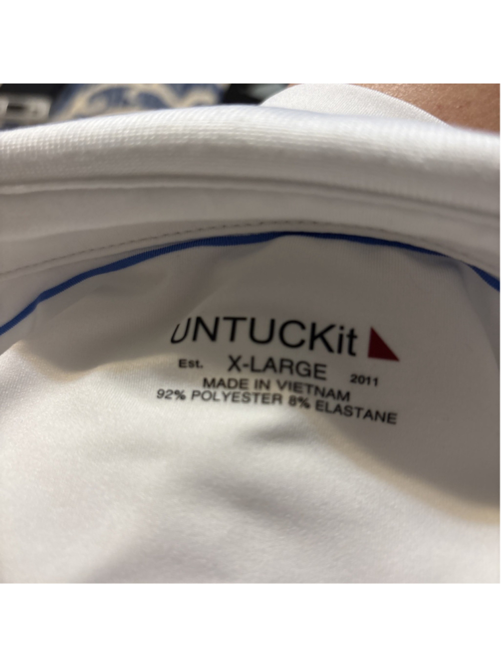 Untuckit Polo Shirt Mens XL White Blue Striped Short Sleeve Active Stretch